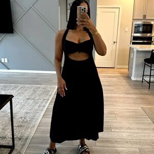Black Halter Cut Out Dress